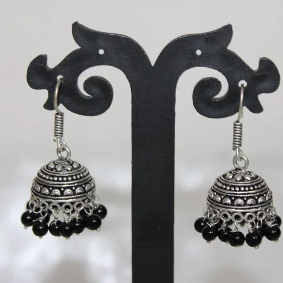 Black Oxidised Jhumki Earrings - Picture 2 of 2